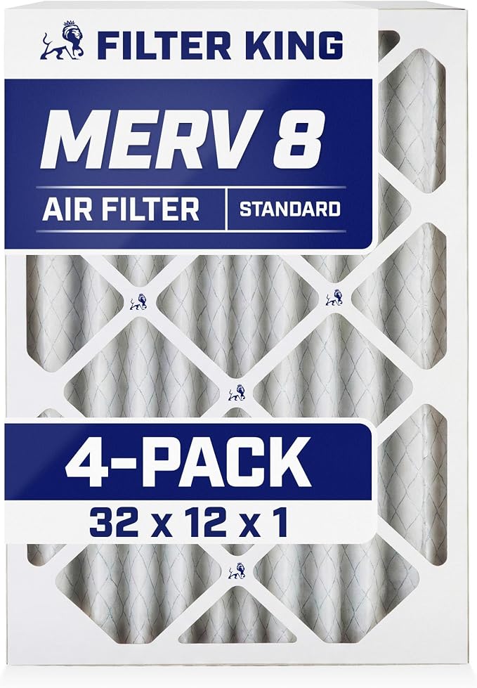 Filter King 32x12x1 Air Filter | 4-PACK | MERV 8 HVAC Pleated A/C Furnace by FilterKing