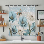 Spring Floral Bathroom Curtains 63 Inch Length, Window Curtains Tab Top - Image 3