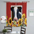 Cow Sunflowers Living Room Curtains 84 Inch Length, Window Curtains Tab Top - Image 4