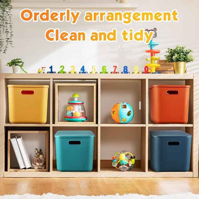 Hoolerry 8 Pieces Colorful Storage Bins