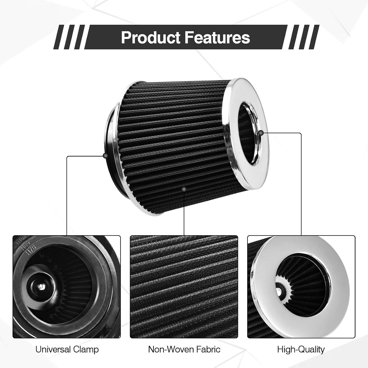 Universal Clamp On Air Intake Filter Fits 3"/3.5"/4" Three Sizes