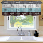 Laundry Rules Valances for Windows, Retro Blue White Wood Board Grain Kitchen - Image 6