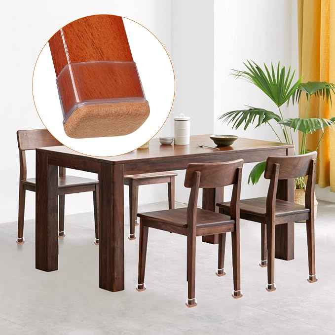 Ezprotekt 16 Pcs Rectangle Clear Silicone Chair Leg Floor Protectors
