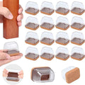 Ezprotekt 16 Pcs Rectangle Clear Silicone Chair Leg Floor Protectors