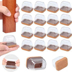Ezprotekt 16 Pcs Rectangle Clear Silicone Chair Leg Floor Protectors