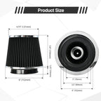 Universal Clamp On Air Intake Filter Fits 3"/3.5"/4" Three Sizes