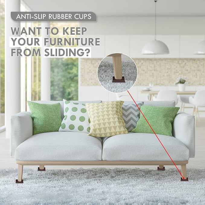 Non Slip Furniture Pads, 1.5” Round Rubber Caster Cups, Anti-Slip Gripper