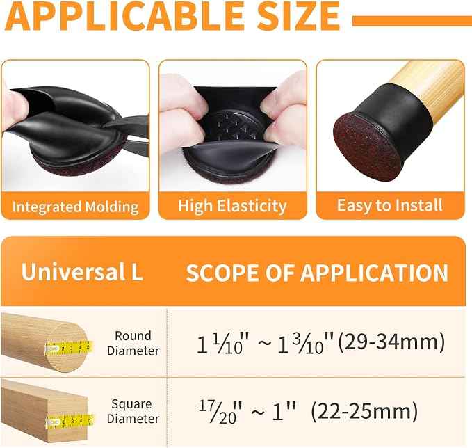 Ezprotekt 24 Pcs Round Silicone Chair Leg Floor Protectors