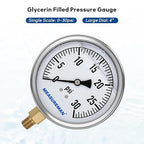 MEASUREMAN Glycerin Filled Plumbing Pressure Gauge 0-30psi Stainless Steel Case - Image 2