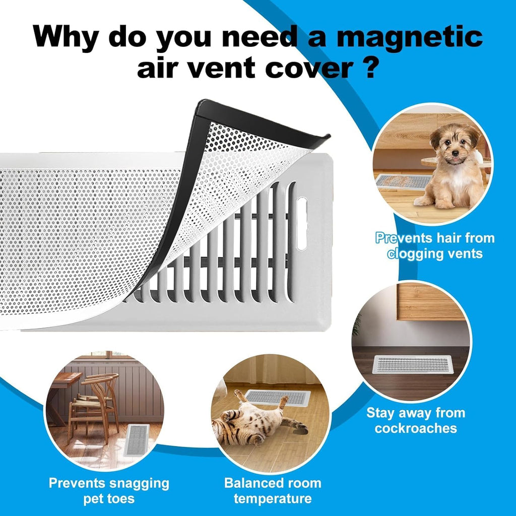 4 PCS White Magnetic Vent Covers - 5.5"x12" Magnetic Air Vent Screen
