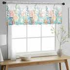 Summer Beach Sheer Valance Curtains, Ocean Colorful Coral Shell Seaweed - Image 3