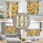 Farmhouse Sunflowers Bedroom Curtains 63 Inch Length, Window Curtains Tab Top - Image 7