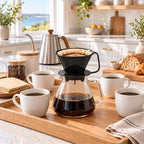 Fino Pour-Over Coffee Brewing Filter Cone, Number 4-Size, Black, Brews