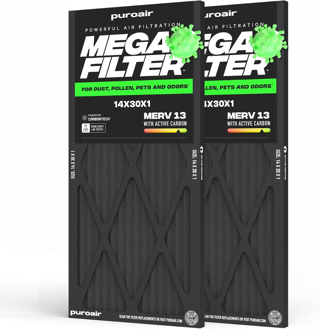 MegaFilter 14x30x1 Air Filter MERV 13 HVAC Furnace Filter (2-Pack)