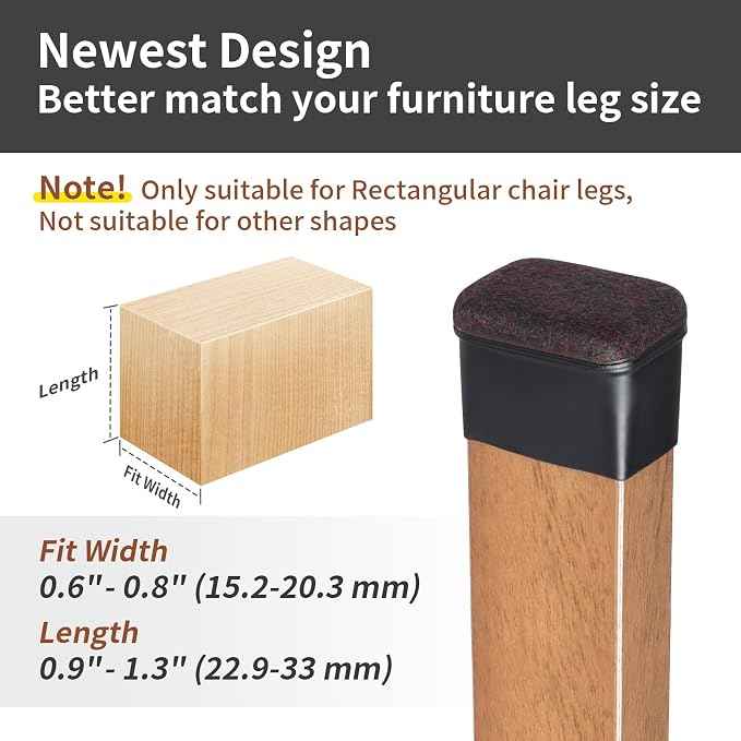 Ezprotekt 24 Pcs Rectangle Felt Chair Leg Floor Protectors