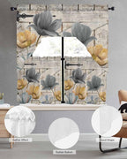 Vintage Tulip Swag Kitchen Curtains Valance and Tier Set, Farmhouse Retro Blue - Image 5