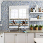 Vintage Western Star on Wood Grain Window Valance Curtains, Retro Wooden - Image 8