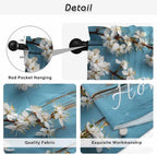 Farmhouse Wooden Grain Kitchen Curtains, Vintage Shabby Chic Flower Blue Light - Image 9