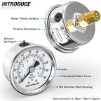 MEANLIN MEASURE 0~100Psi Dry Pressure Gauge Stainless Steel 1/4" NPT 2" FACE - Image 4
