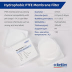 100 Pieces/Pack PTFE Membrane Filters Lab Disc Hydrophobic Filter 47mm Diameter - Image 2