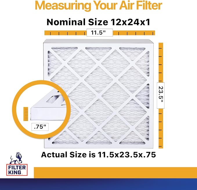 Filter King 12x24x1 Air Filter | 6-PACK | MERV 13 HVAC Pleated A/C Furnace - Image 2