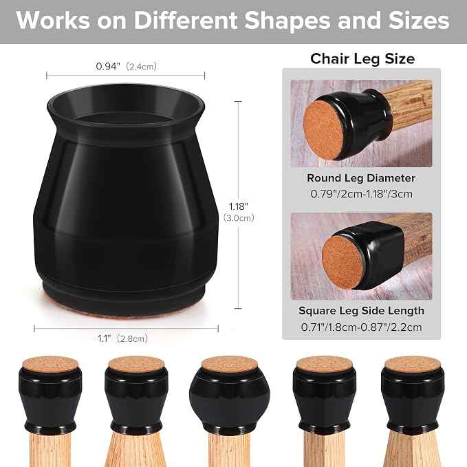 24PCS Upgraded Silicone Chair Leg Floor Protectors