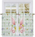 Easter Kitchen Tier Curtains 45 Inch Long 2 Panel Set, Rod Pocket Short Window - Image 2