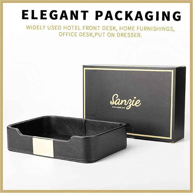 SANZIE Luxury Leather Tray Desktop Storage Catchall Organizer Decorative Tray