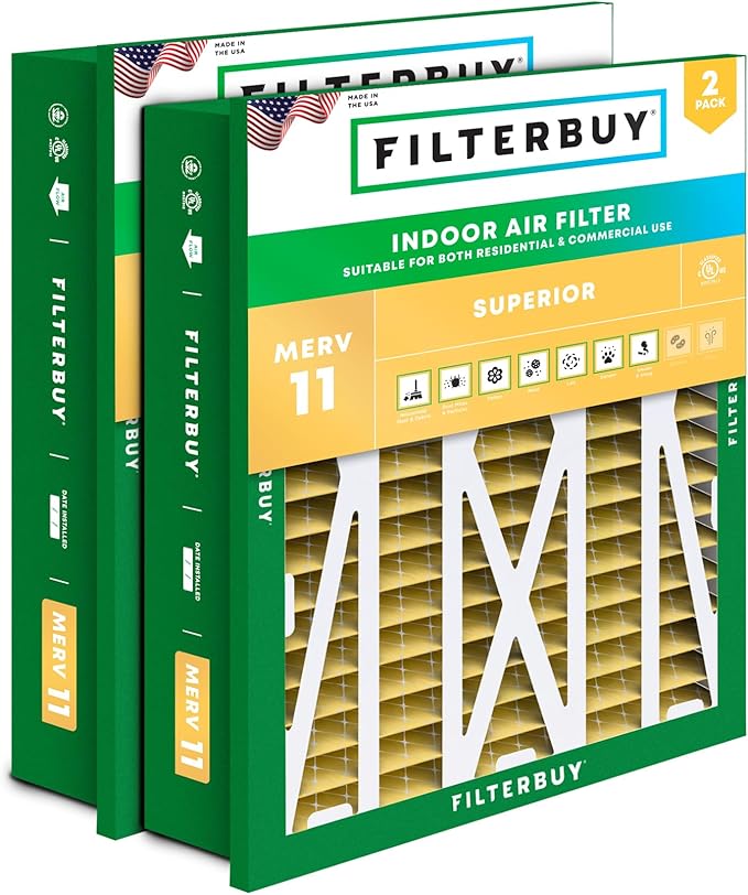 Filterbuy 20x25x5 Air Filter MERV 11 Superior Pet & Allergy Defense, by Filterbuy
