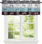 Laundry Rules Valances for Windows, Retro Blue White Wood Board Grain Kitchen by Unknown