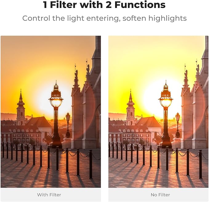K&F CONCEPT 58mm Black Diffusion Mist 1/4 Effect & Variable ND2-400 ND Lens - Image 3