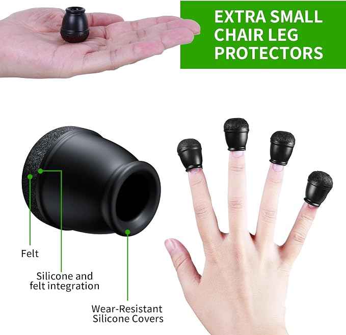 24 Pcs Extra Small Chair Leg Floor Protectors, Silicone Chair Leg Protectors