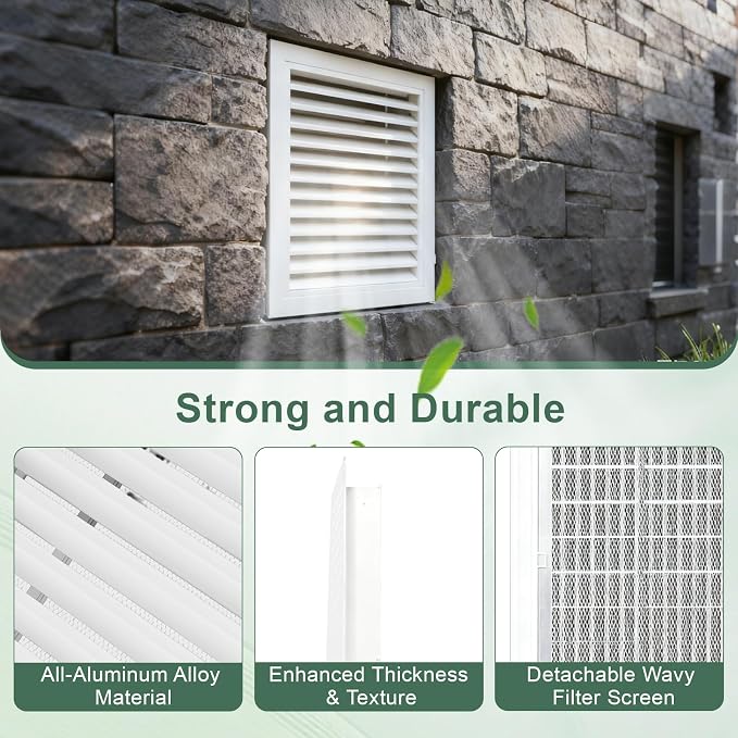 14"x20" Aluminum Gable Vent, Filter Screen - Image 3