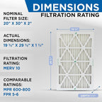 Glasfloss 20x30x2 MERV 10 2" Inch Pleated Air Filters Box of 6. Actual Size: - Image 2