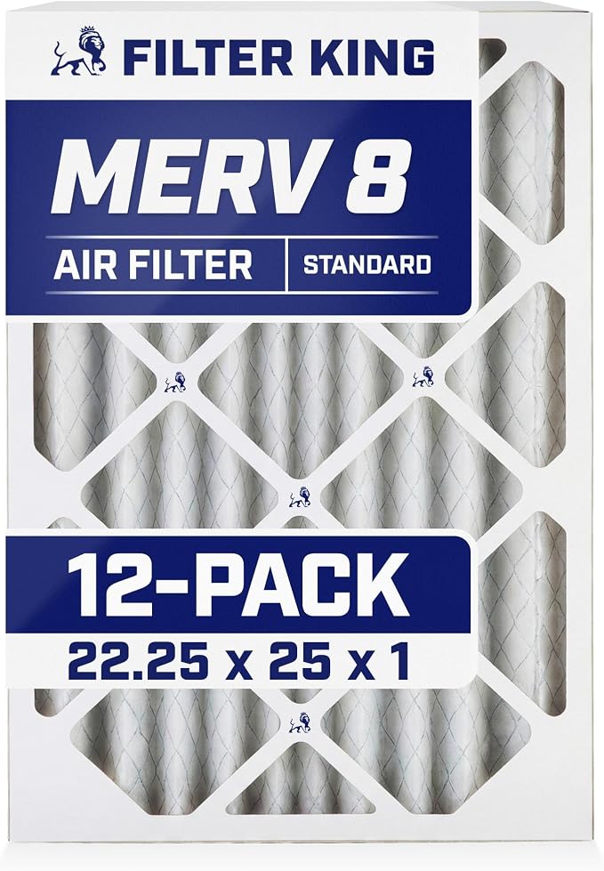 Filter King 22.25x25x1 Air Filter | 12-PACK | MERV 8 HVAC Pleated A/C Furnace by FilterKing