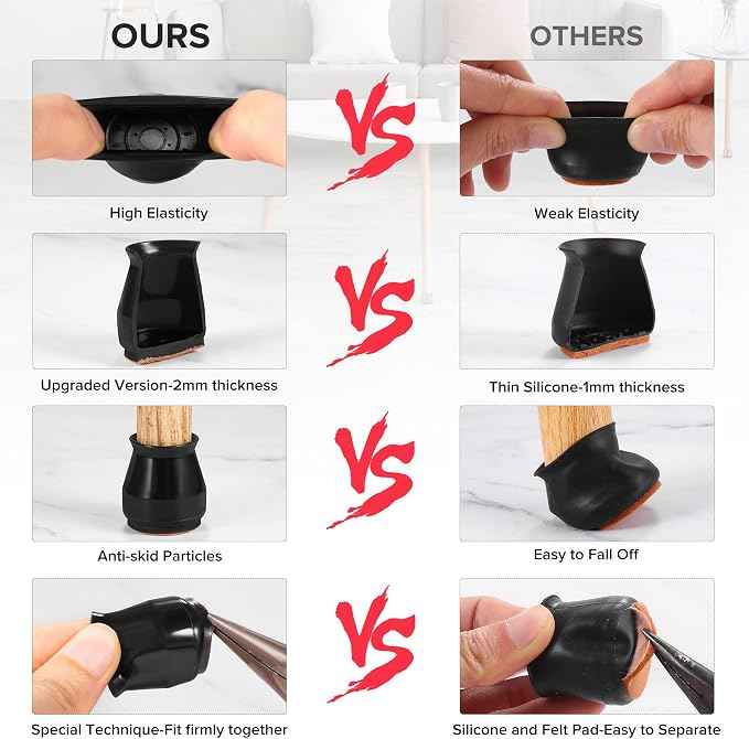 24PCS Upgraded Silicone Chair Leg Floor Protectors
