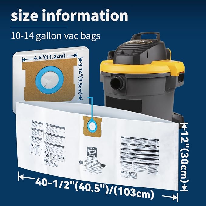 3 Pack Shop Vac 10-14 Gallon Bags. ALYYDBG Type F 90662 9066200 9066233 - Image 4