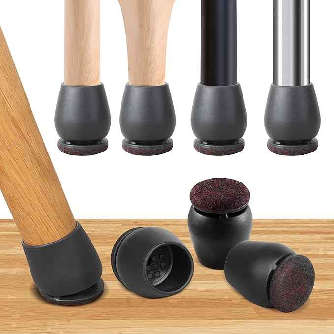 16PCS Small Chair Leg Floor Protectors, Metal Chair Leg Caps Covers Silicone