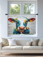 Sheer Curtains 54 Inch Length, Rustic Cow Semi Sheer Curtains Light Filtering - Image 4
