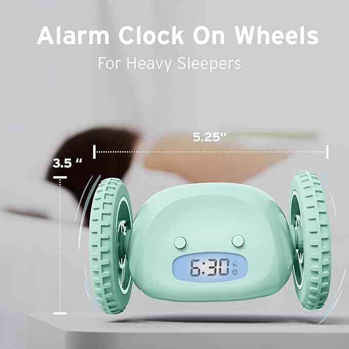 CLOCKY Extra Loud Alarm Clock for Heavy Sleepers on Wheels Rolls Runs Away