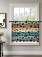 Sheer Curtains 45 Inch Length, Vintage Farmhouse Country Wooden Grain Privacy - Image 2