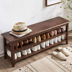 XKZG Storage Bench Wooden Shoe Rack Bench Rustic Solid Wood Entryway Bench