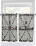 Vintage Gate Kitchen Curtains 45 Inches length, Farmhouse Wooden Grain Shabby by Unknown
