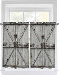 Vintage Gate Kitchen Curtains 54 Inches Length, Farmhouse Wooden Grain Shabby by Unknown