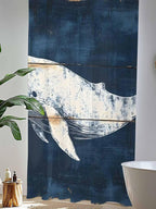 Sheer Curtains 84 Inches Long, Ocean Whale Blue Semi Sheer Curtains Light - Image 4