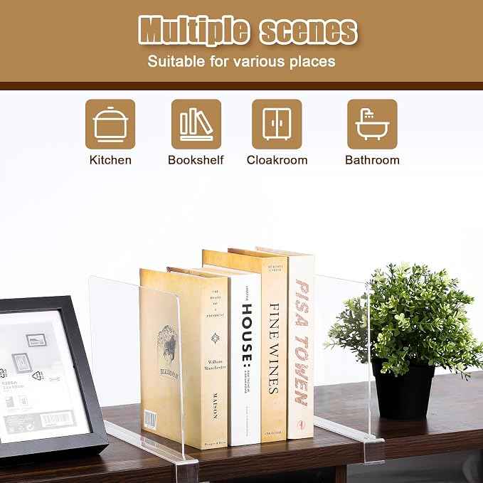 6 Pack Clear Acrylic Shelf Dividers