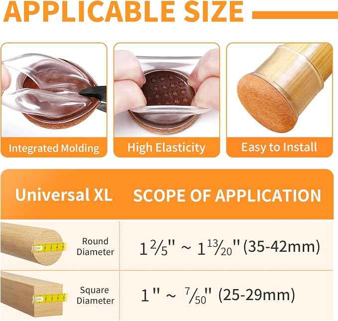 Ezprotekt 8 Pcs Extra Large Chair Leg Protectors
