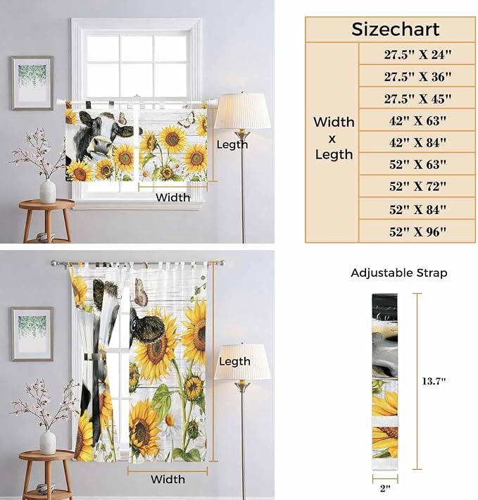 Retro Farmhouse Floral Living Room Curtains 84 Inch Length, Window Curtains Tab - Image 8