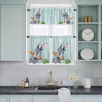 Easter Kitchen Curtain Set, Spring Rabbit Botanical Carrots Green Wooden Grain - Image 9