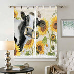 Yellow Sunflowers Bedroom Curtains 72 Inch Length, Window Curtains Tab Top - Image 2